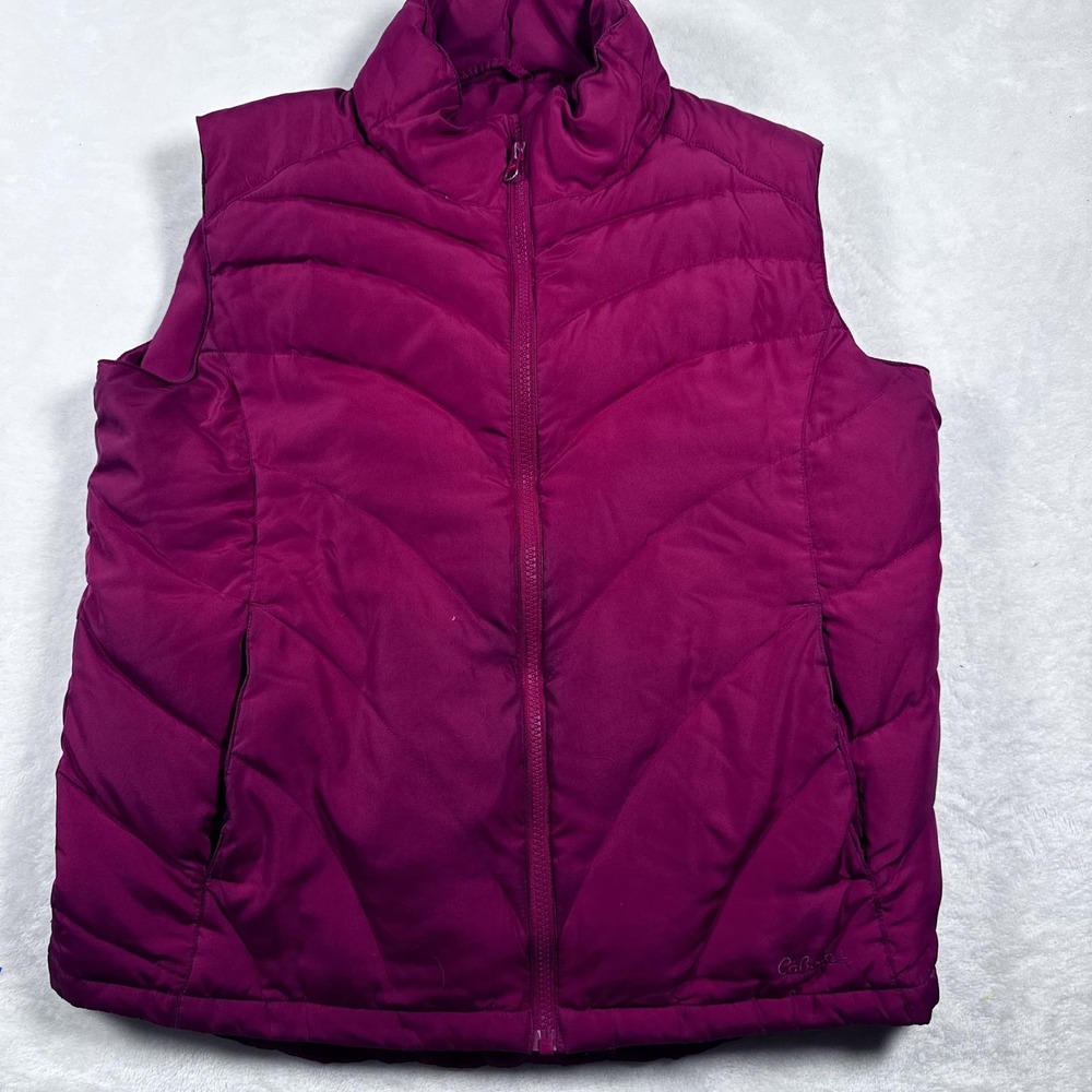 Cabela's Goose Down Dog Jacket Vest Small Magenta 550 Fill Warm‎ Quilted Coat